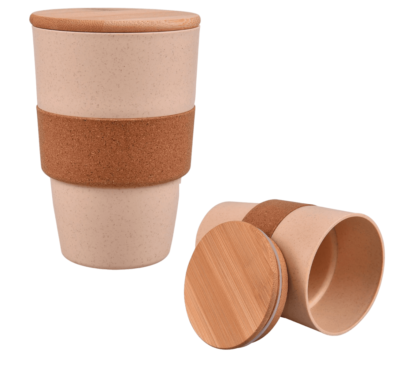 Eco Cork Wheat Fibre Mug With Bamboo Lid - 450ml - 1