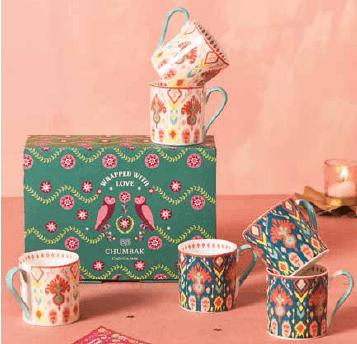 Ikat Tea Mugs Gift - Set of 6 - 1